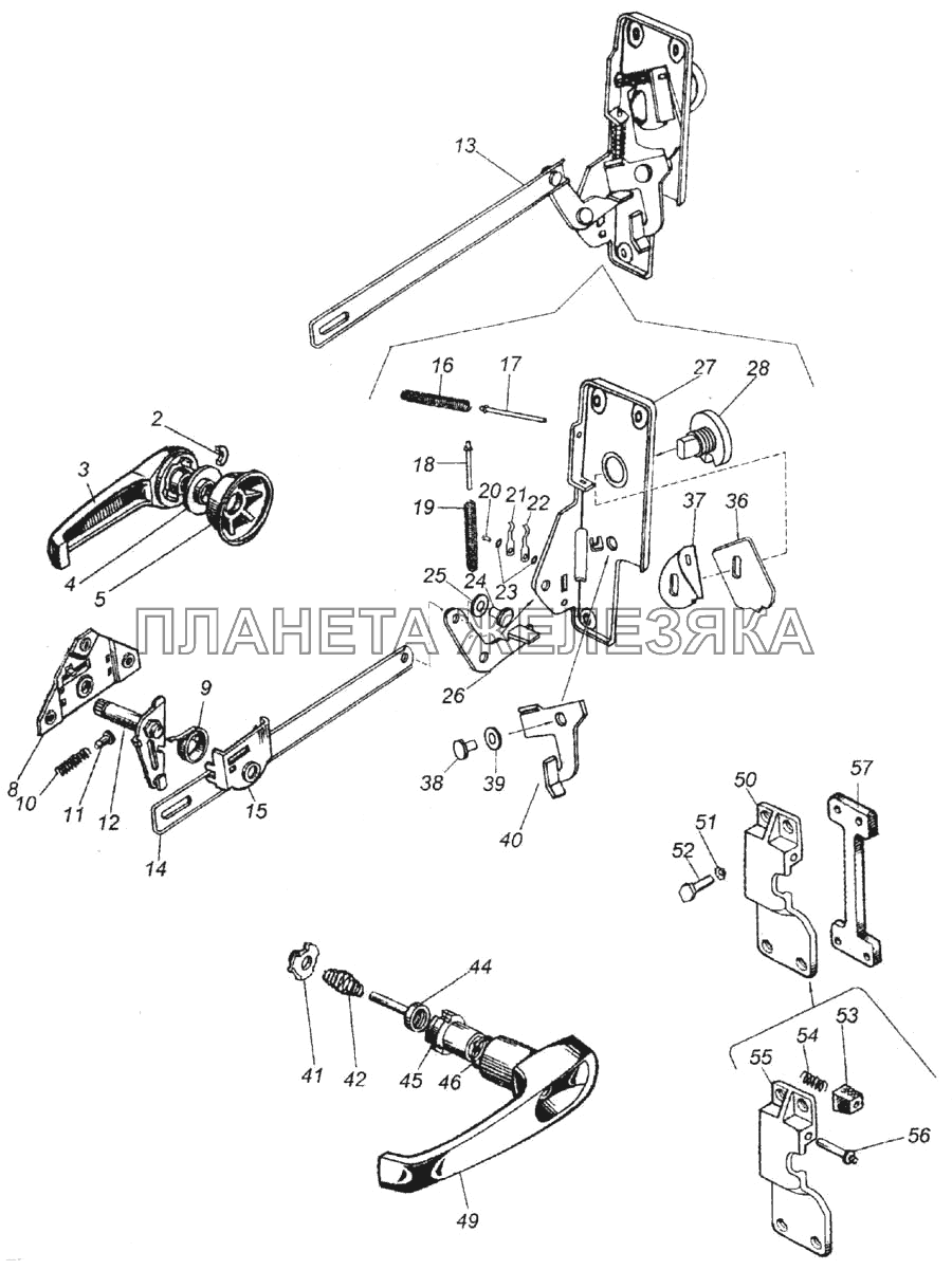 Замок, фиксатор замка, ручка двери КамАЗ-6520