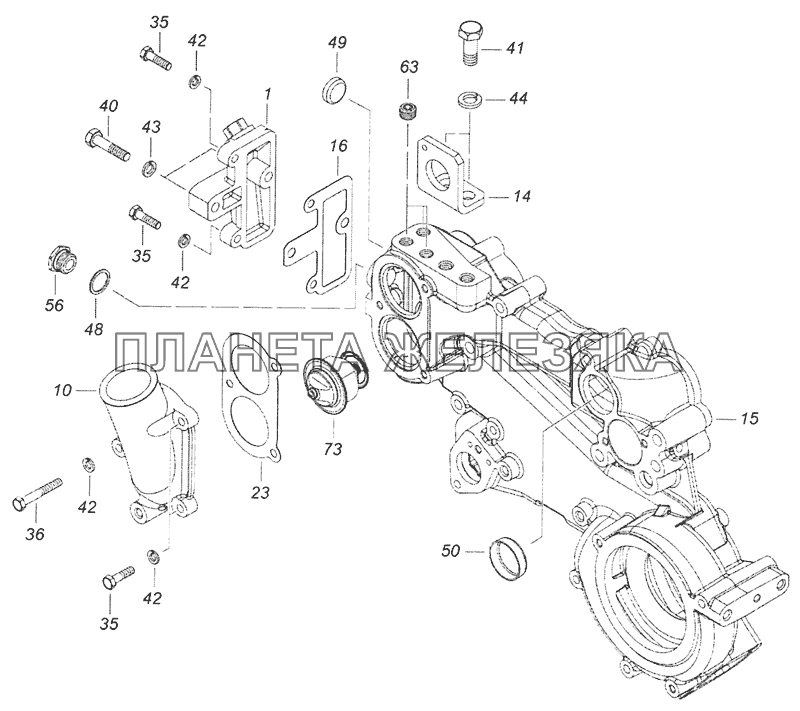 740.11-1303010 Корпус водяных каналов КамАЗ-65201 Евро 2-3