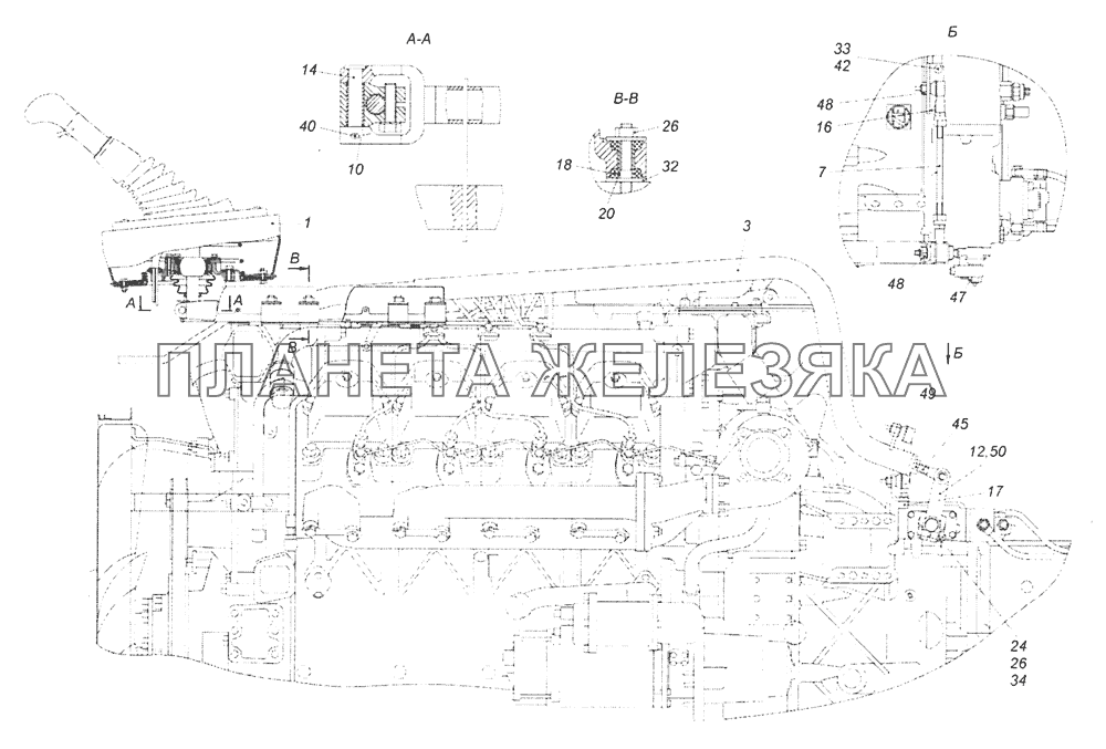 6460-1703005 Привод управления механизмом переключения передач КамАЗ-65201 Евро 2-3