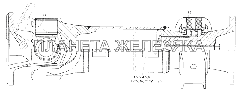 65201-2202011 Вал карданный промежуточный с опорой КамАЗ-65201 Евро 2-3