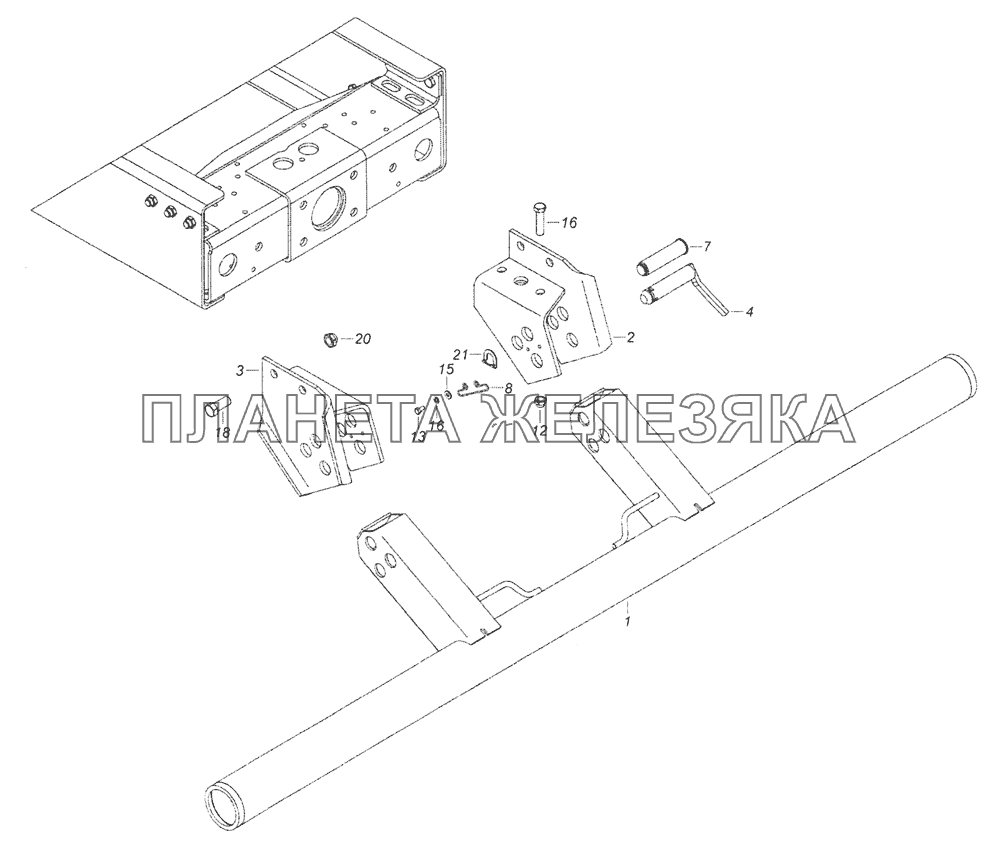 6520-2804003-40 Установка заднего буфера КамАЗ-65201 Евро 2-3