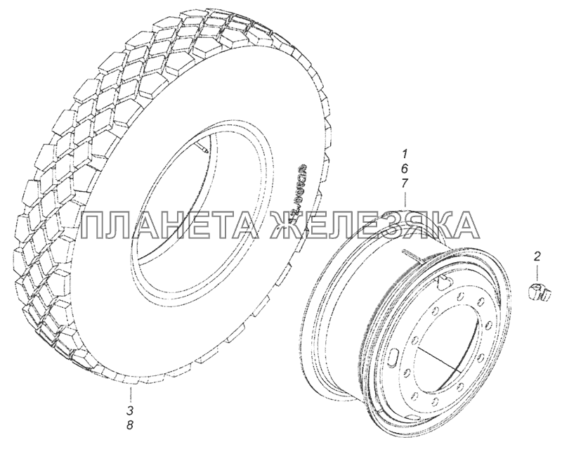 6520-3101011 Колесо с шиной КамАЗ-65201 Евро 2-3