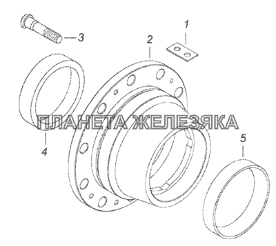 6520-3104012 Ступица заднего колеса с болтами КамАЗ-65201 Евро 2-3