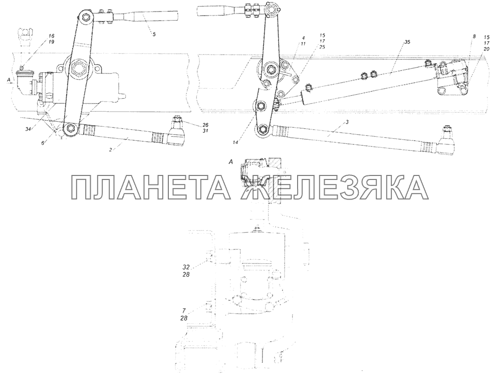 65201-3400012-75 Установка агрегатов рулевого управленния КамАЗ-65201 Евро 2-3