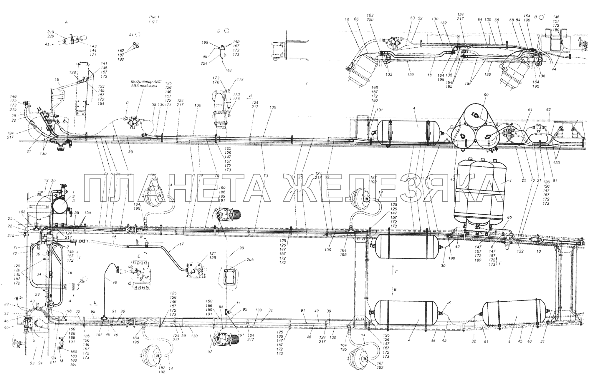 65201-3500006 Установка пневмотормозов КамАЗ-65201 Евро 2-3