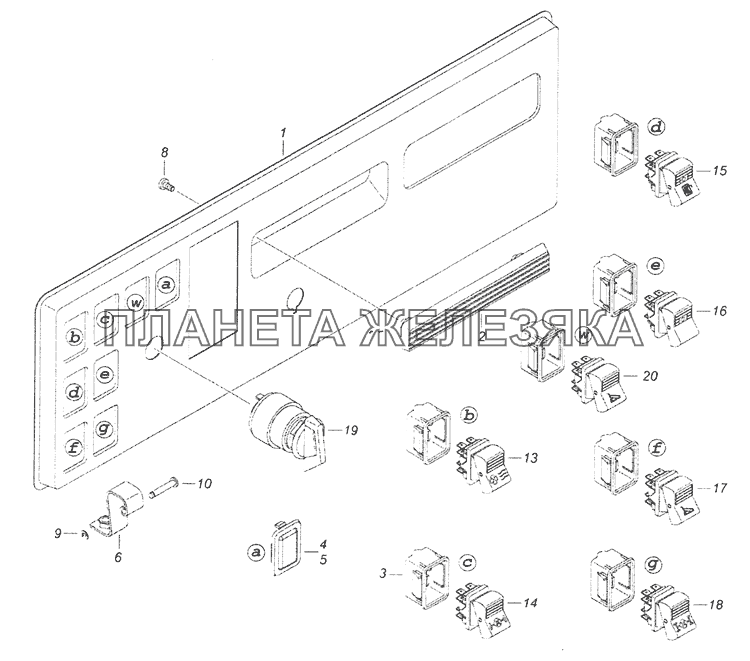 43114-3710428-20 Панель выключателей КамАЗ-65201 Евро 2-3
