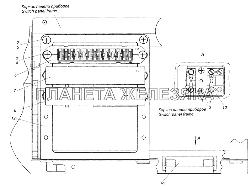 4308-3722001-30 Установка предохранителей КамАЗ-65201 Евро 2-3