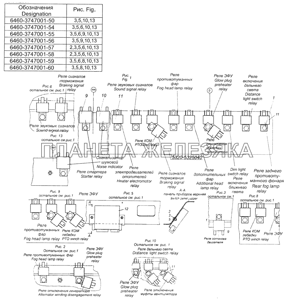 6460-3747001-50 Установка реле КамАЗ-65201 Евро 2-3