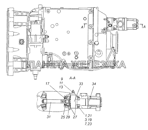 6520-4202005 Установка коробки отбора мощности КамАЗ-65201 Евро 2-3