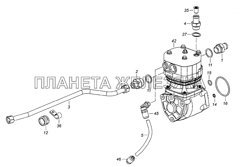 740.30-3509004-03 Установка компрессора КамАЗ-6522 (Евро-4)