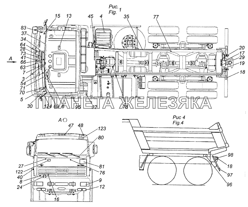 6522-3700001 -34 Электрооборудование. Расположение на автомобиле КамАЗ-6522 (Евро-4)