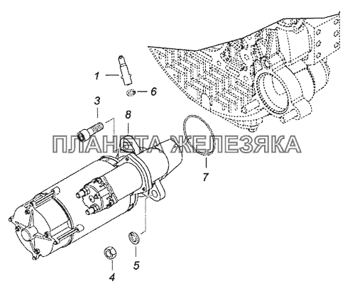 740.60-3708005 Установка стартера и фиксатора КамАЗ-6522 (Евро-4)