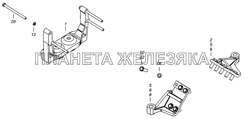 65205-1001000 Установка кронштейнов силового агрегата КамАЗ-6522 (Евро-4)