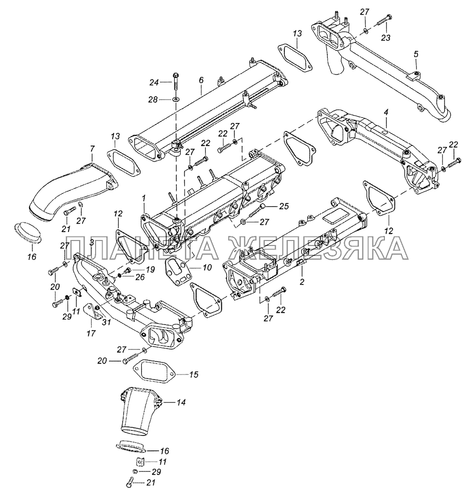 740.90-1115000-20 Установка системы впуска КамАЗ-6522 (Евро-4)