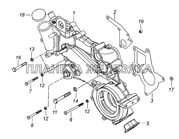740.63-1303005-30 Установка корпуса водяных каналов КамАЗ-6522 (Евро-4)