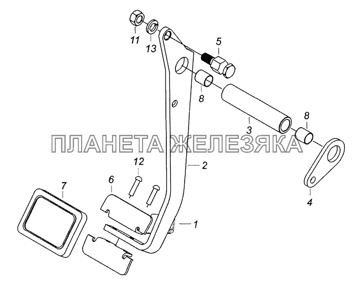 6460-1602010 Педаль сцепления КамАЗ-6522 (Евро-4)