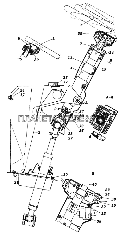 Установка колонки рулевого управления КамАЗ-6522