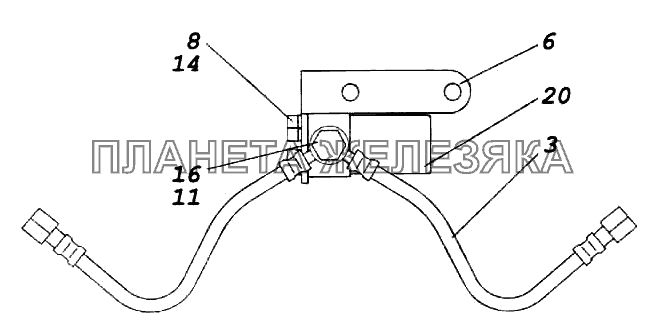 Клапан с кронштейном и трубкой КамАЗ-6522