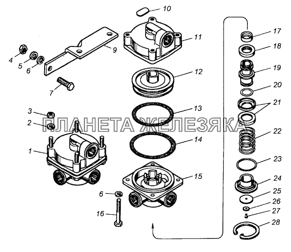 100-3518010 Клапан ускорительный в сборе КамАЗ-65226