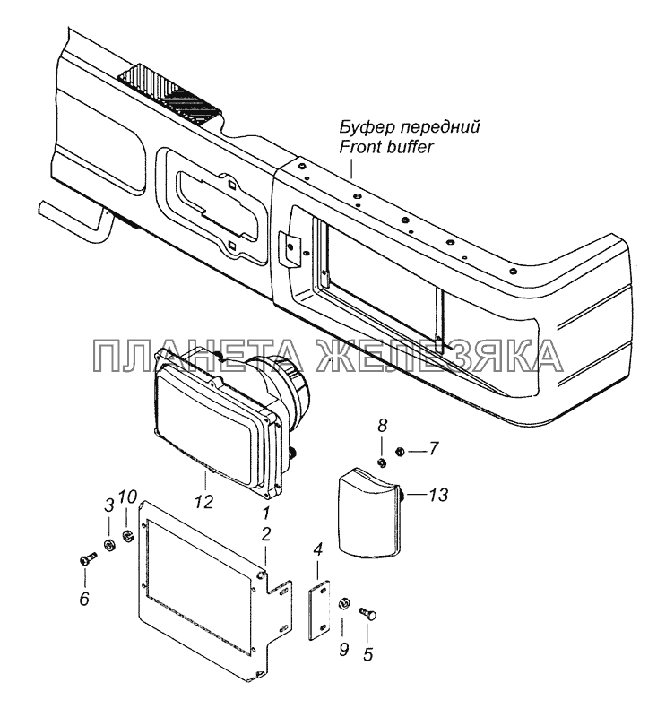 65115-3711001-04 Установка фар и передних указателей поворота КамАЗ-65226