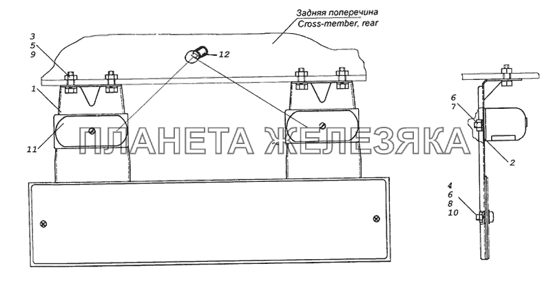 44108-3717001-85 Установка фонарей освещения номерного знака КамАЗ-65226