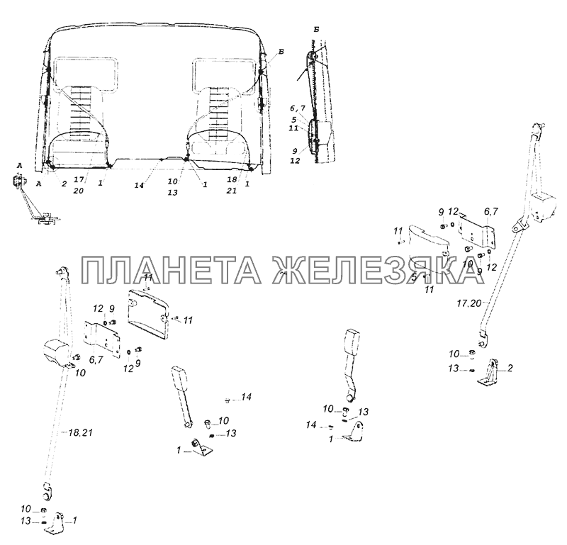 53205-5000075 Установка ремней безопасности КамАЗ-65226