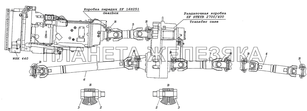 6522-2200001-99 Установка карданных валов КамАЗ-65226