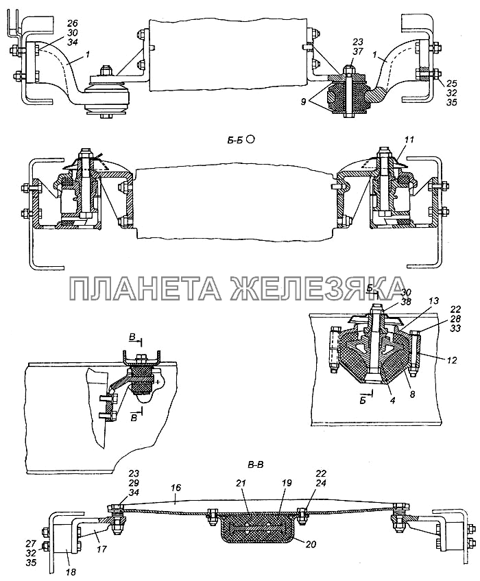 Установка силового агрегата КамАЗ-6540