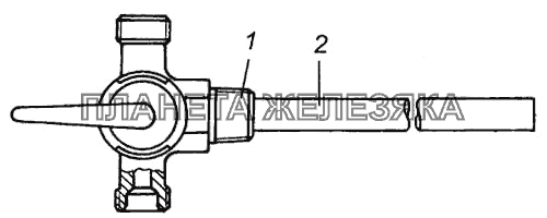 Трубка слива топлива в бак с краном в сборе КамАЗ-6540