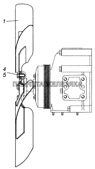 Установка вентилятора КамАЗ-6540