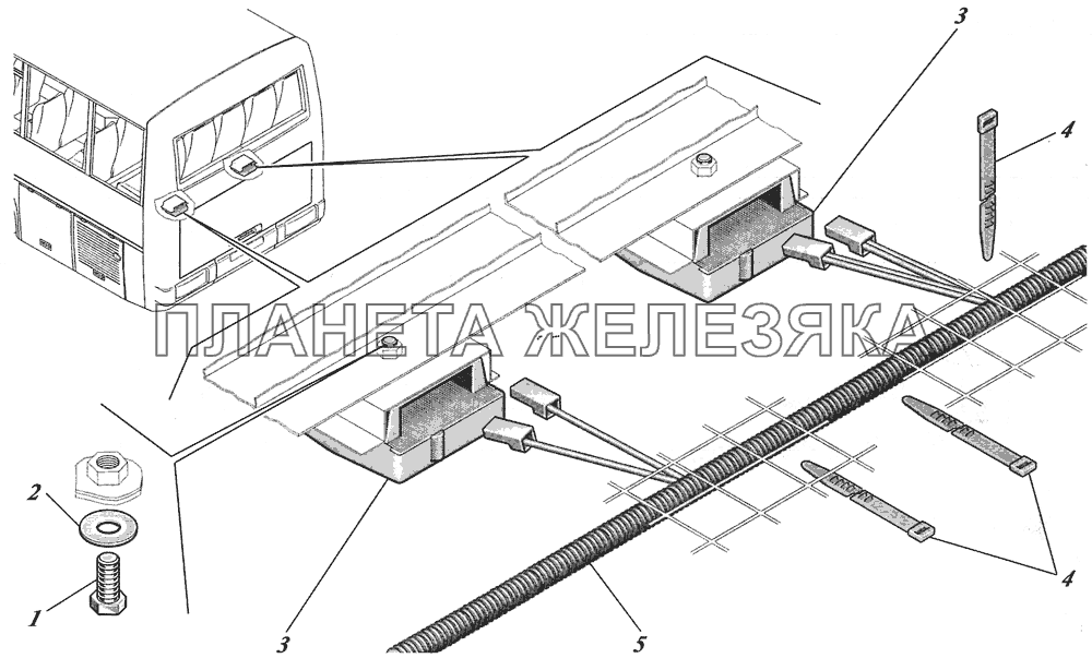  Установка плафонов мотоотсека и монтаж проводов 4230-3715001 КАВЗ-4238 