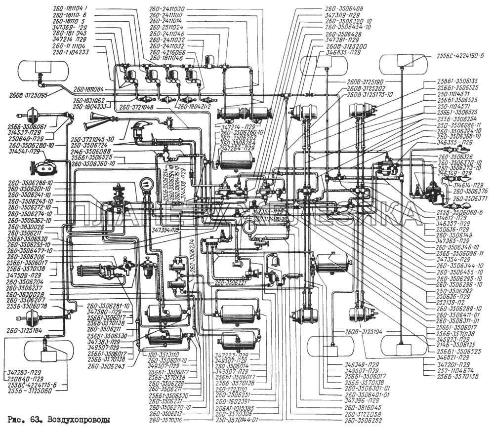Воздухопроводы КрАЗ-260