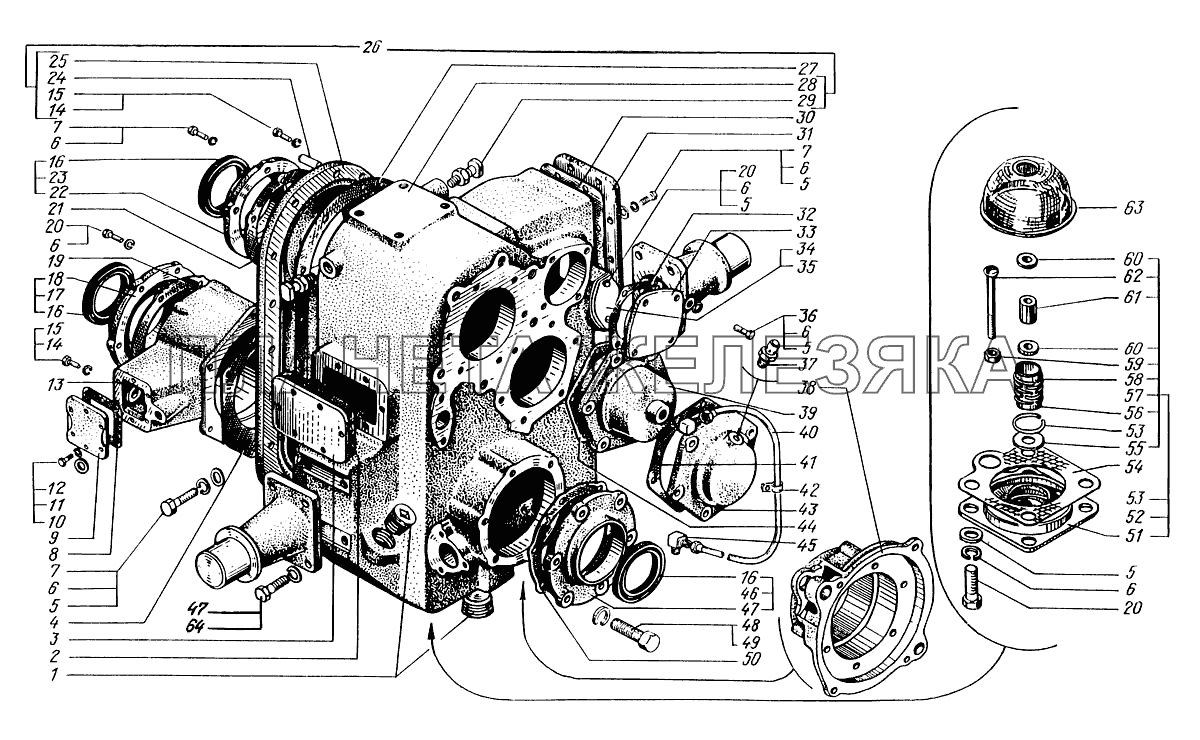 Картеры и крышки раздаточной коробки КрАЗ-6446