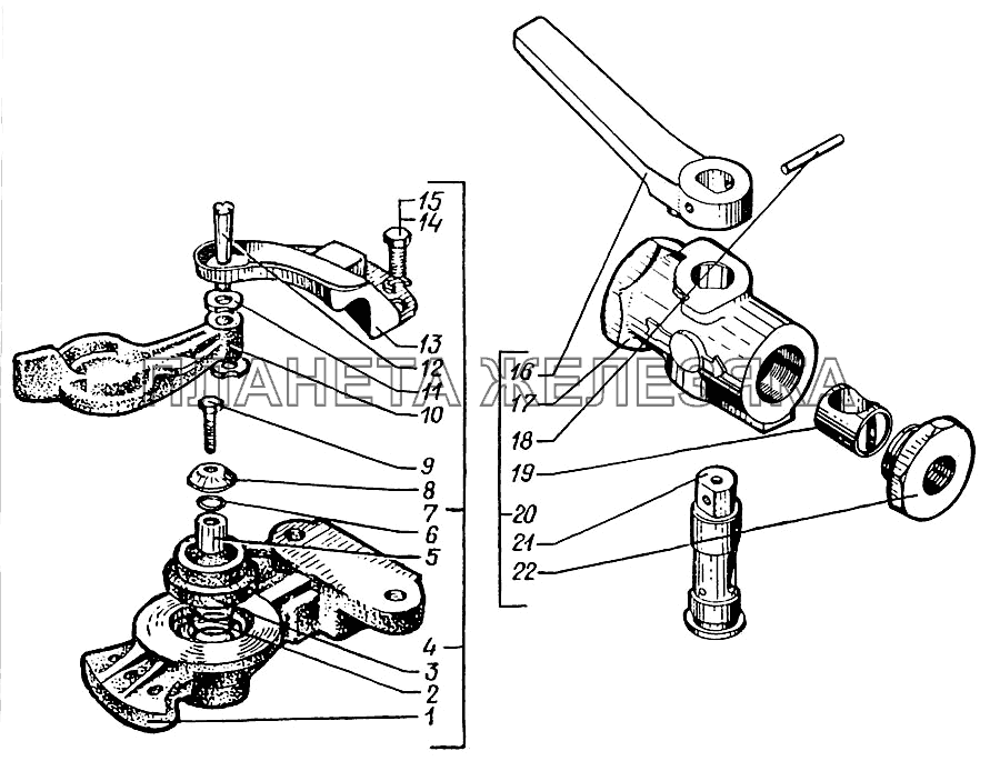 Кран разобщительный и головки соединительные КрАЗ-6322 (шасси)
