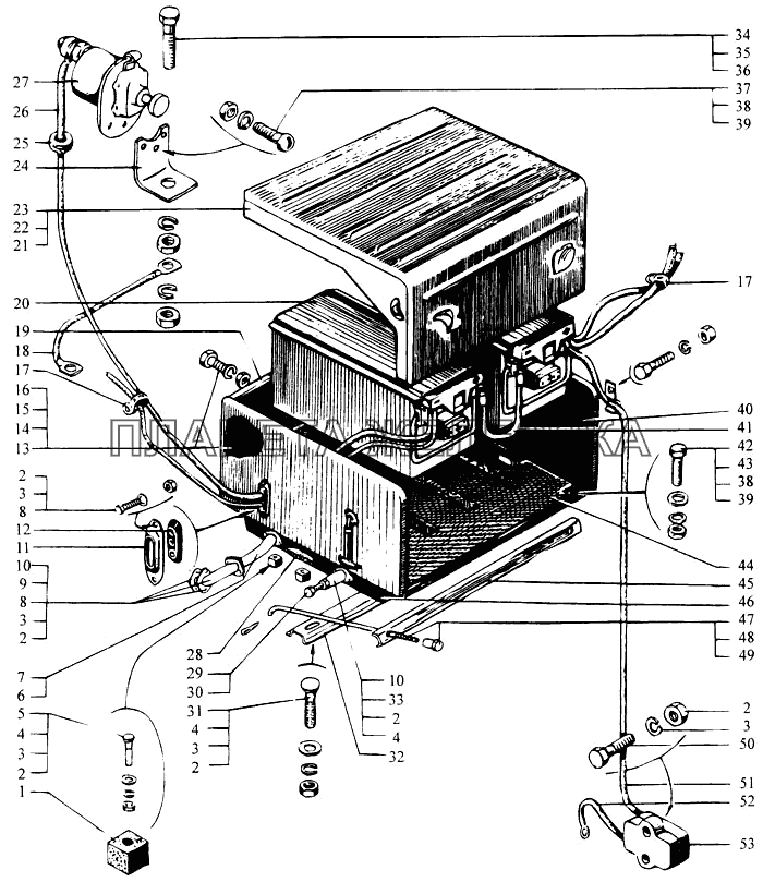 Аккумуляторные батареи (КрАЗ 644301, 650321) КрАЗ-6443 (каталог 2004 г)