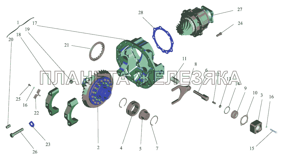 Редуктор заднего моста. Rear axle reduction gear МАЗ-437040 (Зубренок)