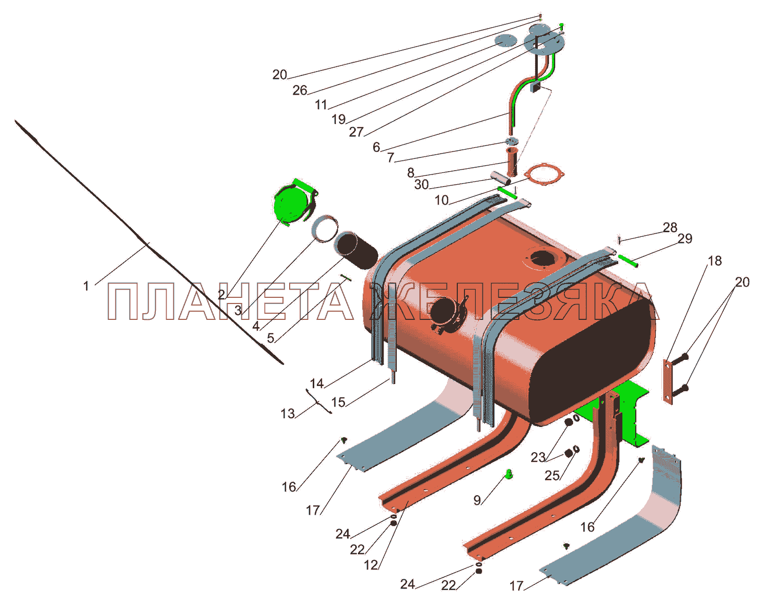 Крепление топливного бака 4370-1101002 МАЗ-437040 (Зубренок)