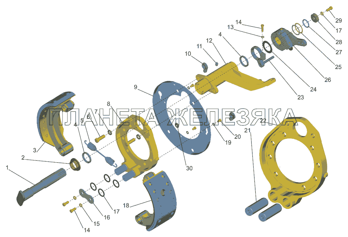 Тормозной механизм передней оси МАЗ-437040 (Зубренок)