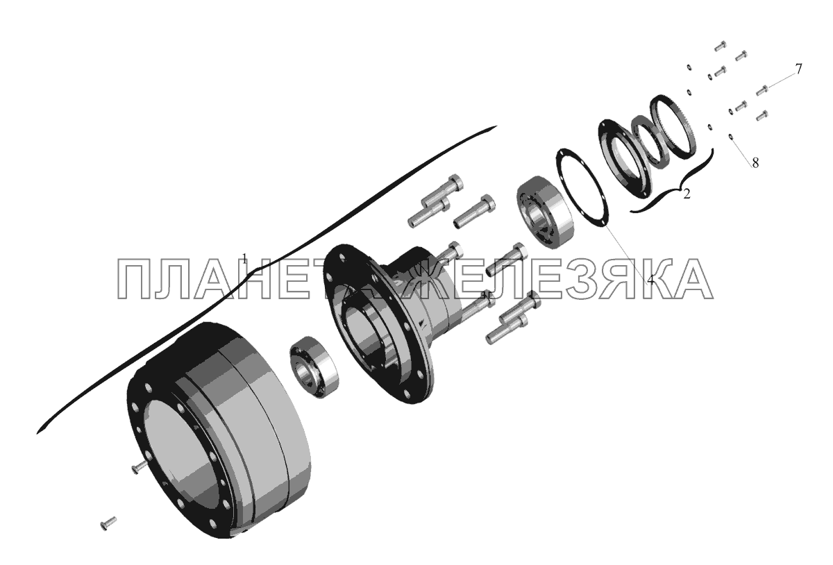 Схема задней ступицы маз 5516