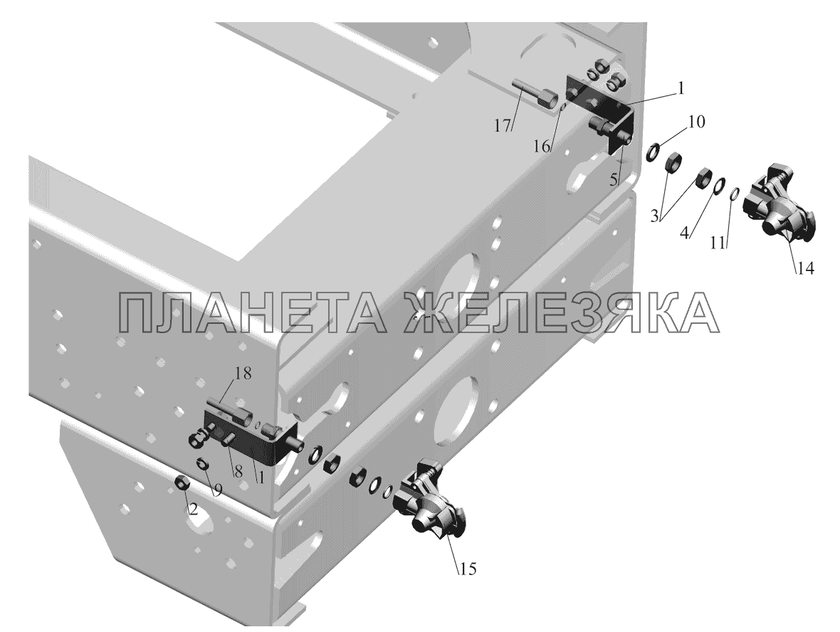 Пневмовывод к прицепу 530905-3521004 и присоединительная арматура МАЗ-530905