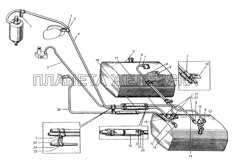 Система питания автомобилей МАЗ-5429, МАЗ-509А, МАЗ-504В МАЗ-5335