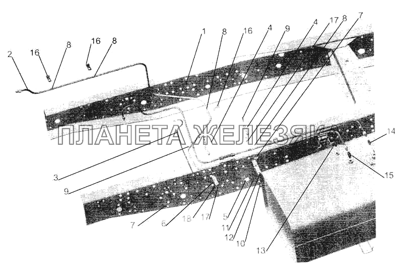 Установка топливопроводов МАЗ-630305, МАЗ-630303 (без подогревателя) МАЗ-5336