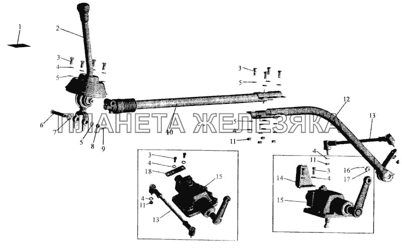 Установка привода управления коробкой передач на МАЗ-533602, МАЗ-533702 МАЗ-5336