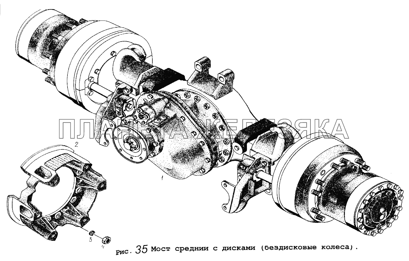 Мост средний с дисками (бездисковые колеса) МАЗ-64229