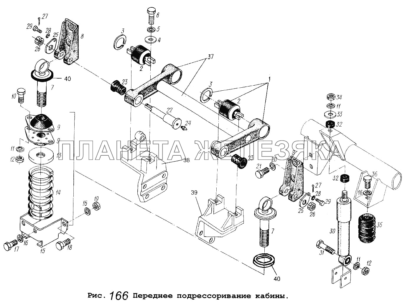 Переднее подрессоривание кабины МАЗ-54323