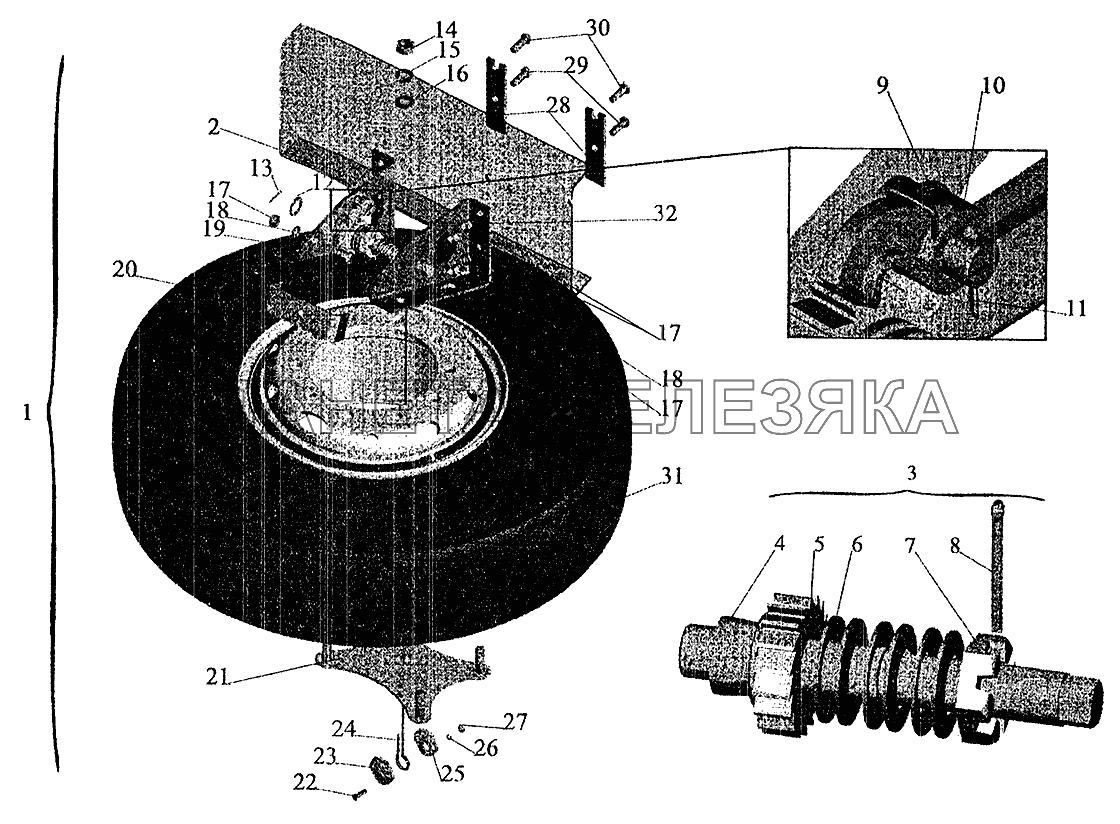 Установка запасного колеса 63035-3100001-10 МАЗ-5337 (2005)