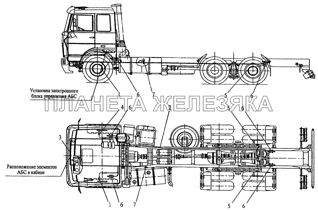 Установка элементов электрооборудования АБС на автомобилях МАЗ-630308, МАЗ-630305, МАЗ-630303 МАЗ-5337 (2005)