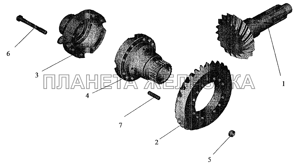 Редуктор заднего моста. Шестерни ведущая и ведомая (комплект для запчастей) МАЗ-5337 (2005)
