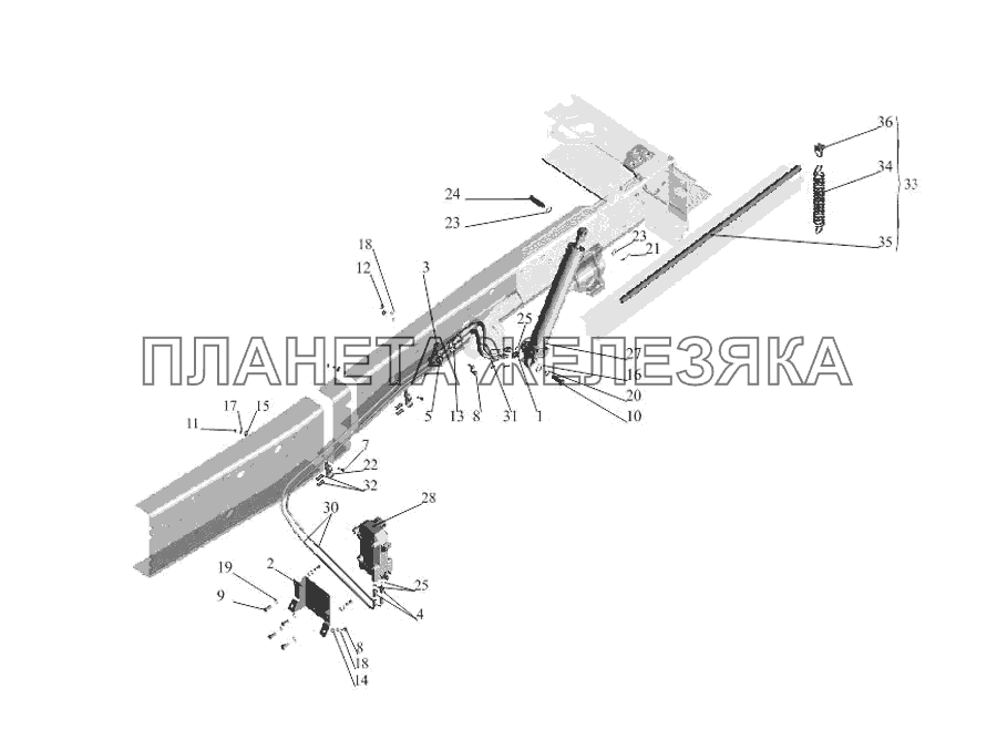 Установка механизма подъема кабины 5337-5000040-20 МАЗ-533731