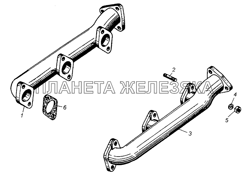 Газопровод двигателя МАЗ-5429